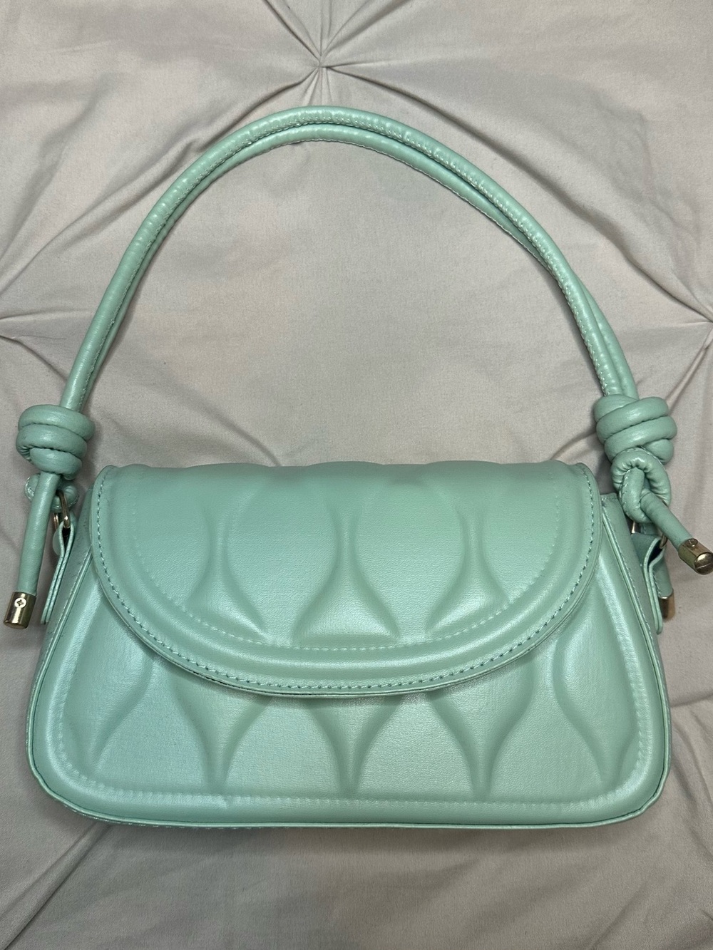 Mint Green Quilted Shoulder Bag - Women's Handbag